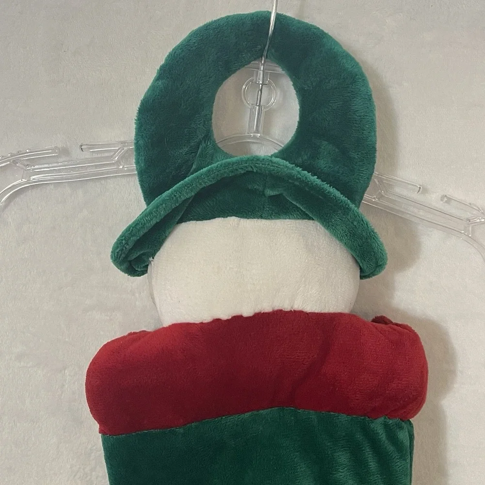 MERRY CHRISTMAS Plush Stocking Santa Claus 3D Head Green Velvet 18